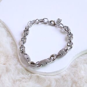 NEW❤️ Kendra Scott Bailey Silver White CZ Pave Chain Bracelet ❤️